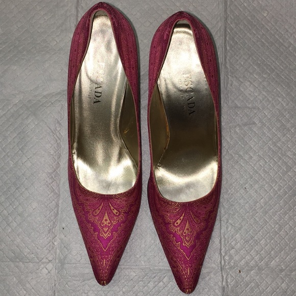 Escada Shoes - Escada pink paisley heels